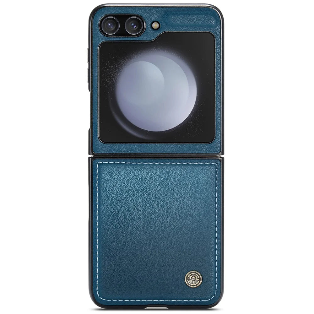 CASEME 023 Series For Samsung Galaxy Z Flip7 FE 5G / Z Flip6 5G Case Litchi Texture Leather+PC Phone Cover - Blue - 5