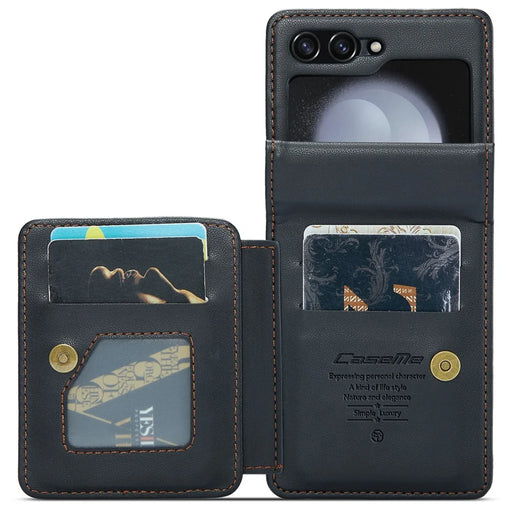 For Samsung Galaxy Z Flip7 FE 5G / Z Flip6 5G Phone Case CASEME C22 Leather Back Cover with RFID Blocking Card Slots - Black - 2