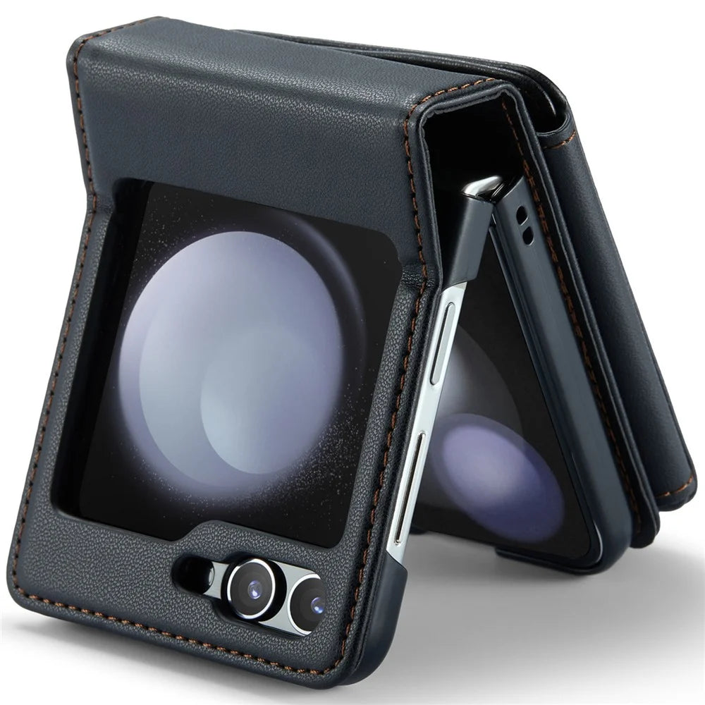 For Samsung Galaxy Z Flip7 FE 5G / Z Flip6 5G Phone Case CASEME C22 Leather Back Cover with RFID Blocking Card Slots - Black - 4