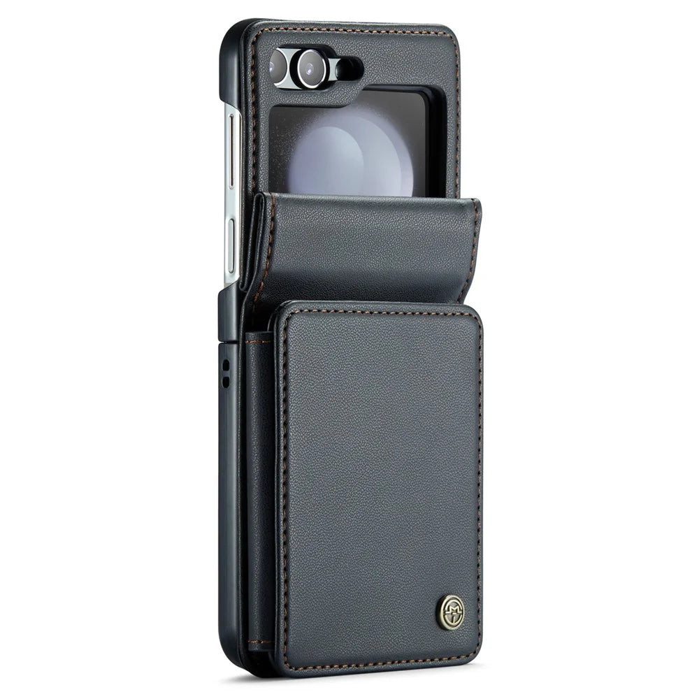For Samsung Galaxy Z Flip7 FE 5G / Z Flip6 5G Phone Case CASEME C22 Leather Back Cover with RFID Blocking Card Slots - Black - 5