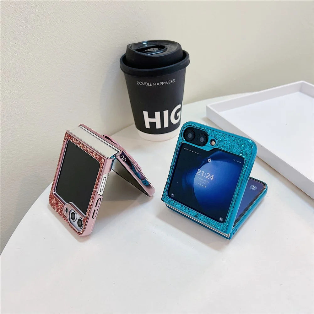 For Samsung Galaxy Z Flip7 FE 5G / Z Flip6 5G Case TPU+PC Kickstand Phone Cover with Mirror - Red - 7