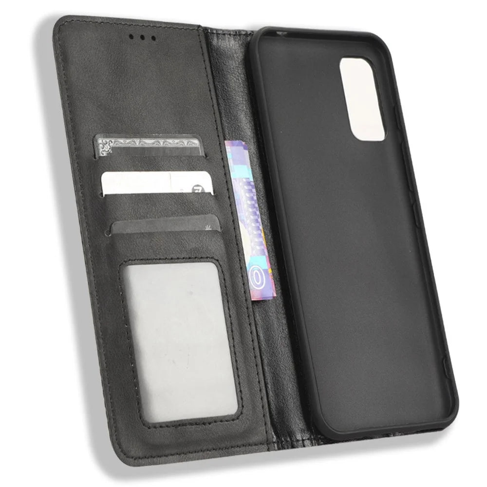 For Wiko Power U10 / Power U20 Vintage PU Leather Wallet Case Imprinted Mosaic Stand Magnetic Auto-absorbed Closure Flip Folio Cover - Black - 4