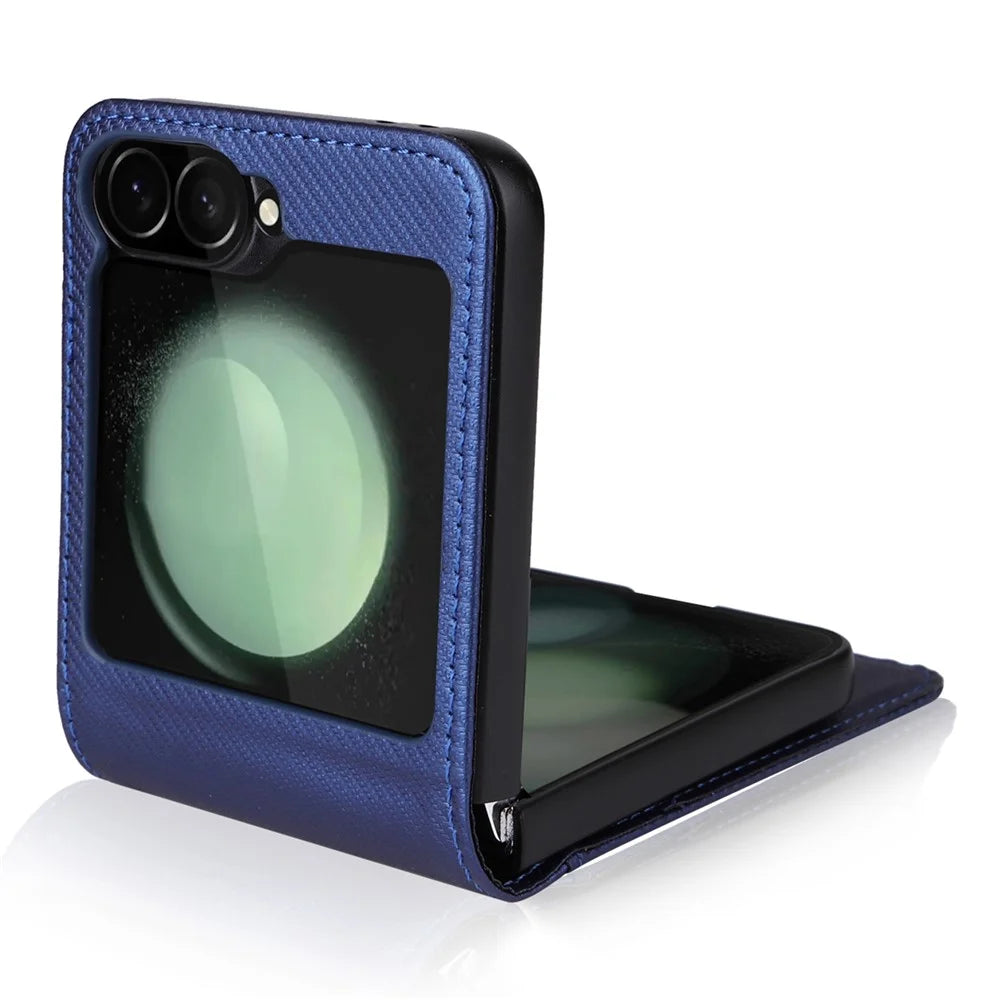 For Samsung Galaxy Z Flip7 FE 5G / Z Flip6 5G PU Leather+PC Phone Case Card Holder Mobile Phone Cover - Blue - 2