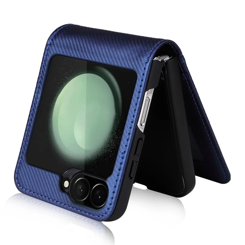 For Samsung Galaxy Z Flip7 FE 5G / Z Flip6 5G PU Leather+PC Phone Case Card Holder Mobile Phone Cover - Blue - 3