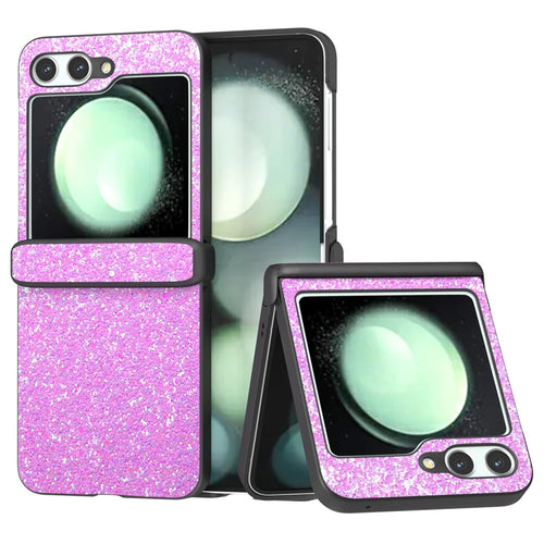 For Samsung Galaxy Z Flip7 FE 5G / Z Flip6 5G Easy Folding Phone Case PC+PU Leather Phone Shell - Pinkish Purple - 1