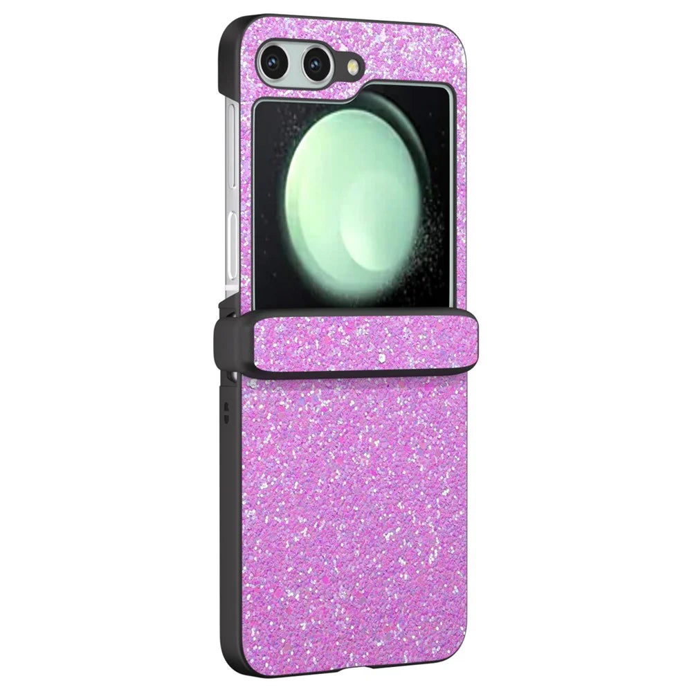 For Samsung Galaxy Z Flip7 FE 5G / Z Flip6 5G Easy Folding Phone Case PC+PU Leather Phone Shell - Pinkish Purple - 2