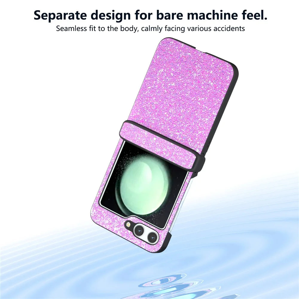 For Samsung Galaxy Z Flip7 FE 5G / Z Flip6 5G Easy Folding Phone Case PC+PU Leather Phone Shell - Pinkish Purple - 6