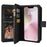 For iPhone 17e / 16e Zipper Wallet Case with 15 Card Slots and Strap Leather Phone Cover - Black - 4