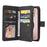 For iPhone 16 Pro Zipper Wallet Case with 15 Card Slots and Strap Leather Phone Cover - Black - 3