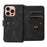 For iPhone 16 Pro Zipper Wallet Case with 15 Card Slots and Strap Leather Phone Cover - Black - 5