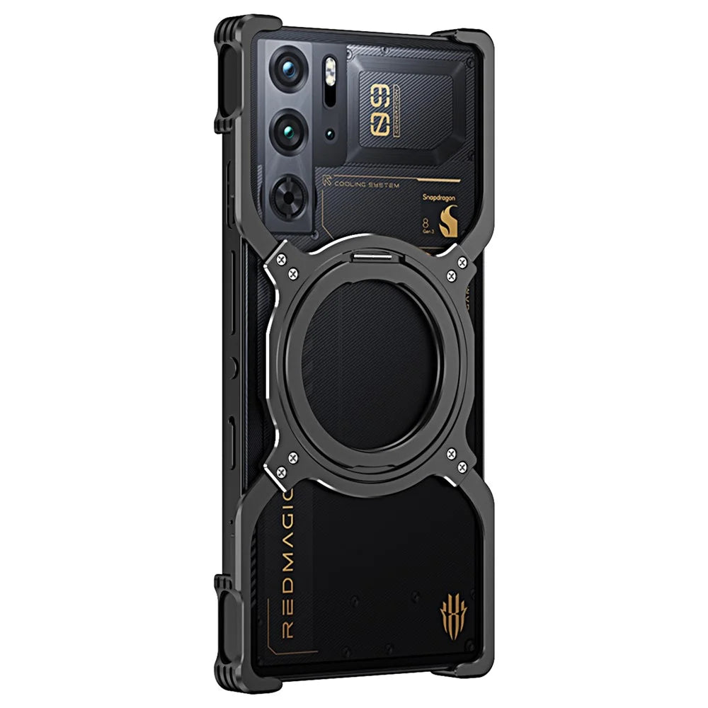For ZTE nubia Red Magic 10 Pro+ 5G / 10 Pro 5G / 9S Pro 5G / 9 Pro 5G / 9 Pro+ 5G Magnetic Bumper Case Frameless Kickstand Metalcover - Black / Silver - 2
