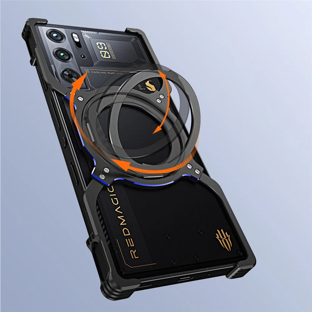 For ZTE nubia Red Magic 10 Pro+ 5G / 10 Pro 5G / 9S Pro 5G / 9 Pro 5G / 9 Pro+ 5G Magnetic Bumper Case Frameless Kickstand Metalcover - Black / Silver - 5