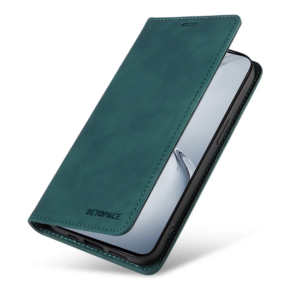 BETOPNICE 003 For OnePlus Nord CE4 Lite 5G / Oppo K12x 5G (China) Leather Phone Case Wallet Stand - Green - 5