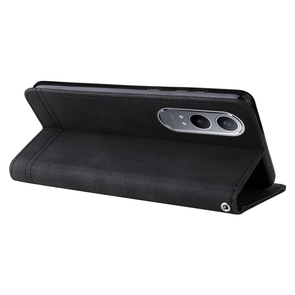 For OnePlus Nord CE4 Lite 5G / Oppo K12x 5G (China) Leather Wallet Cases Skin Touch Phone Cover Stand with Strap - Black - 4