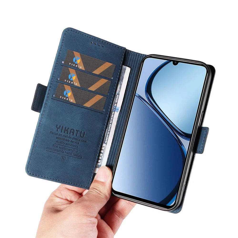 YIKATU YK-005 For Realme Note 60x 4G / C63 4G / C61 4G Case Skin-Touch Leather Phone Cover - Blue - 5