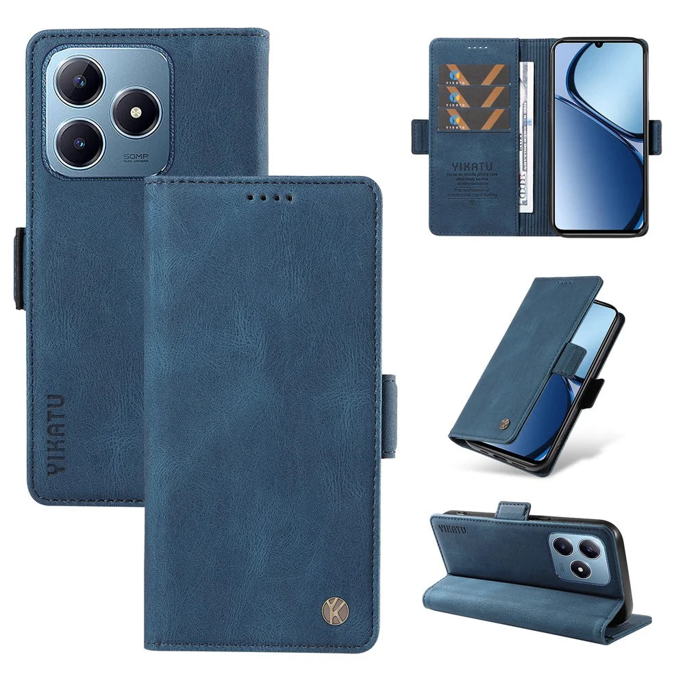 YIKATU YK-005 For Realme Note 60x 4G / C63 4G / C61 4G Case Skin-Touch Leather Phone Cover - Blue - 6