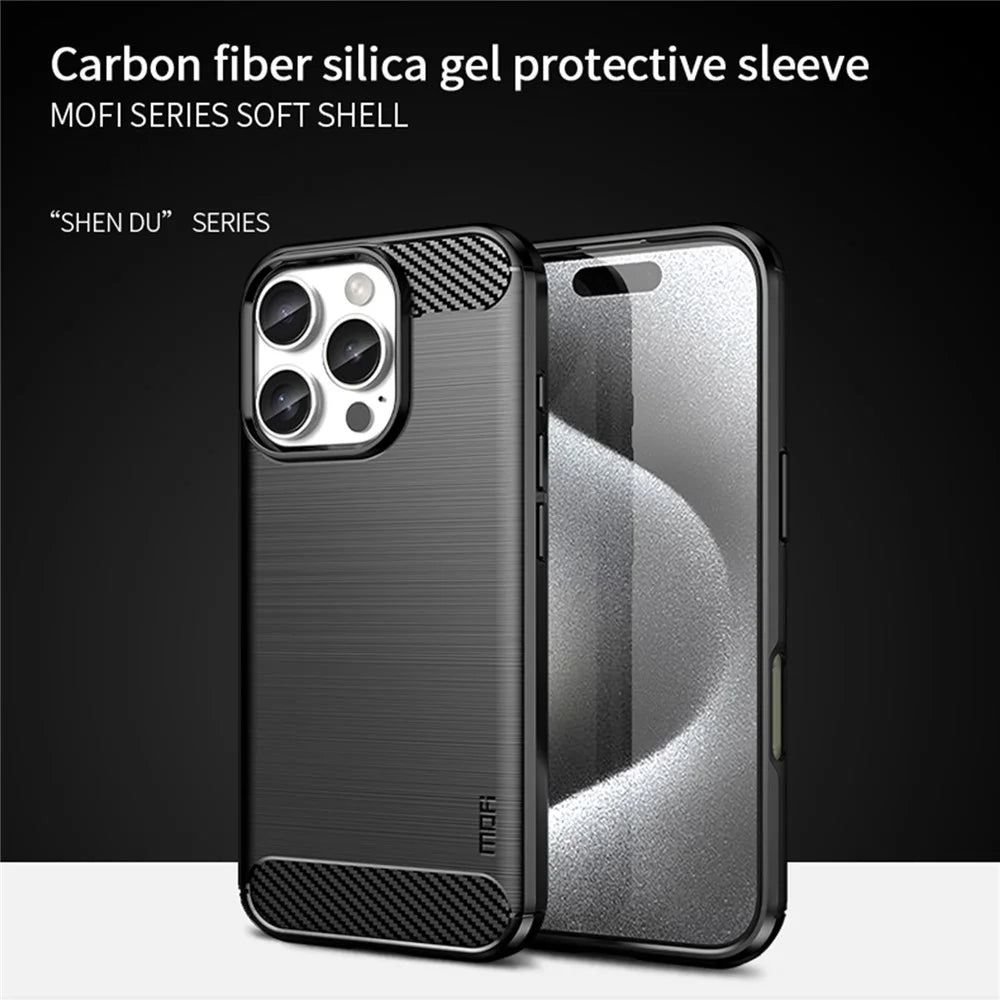 MOFI JK TPU Series-1 For iPhone 16 Pro Max Case Brushed TPU Phone Cover - Black - 4