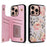 For iPhone 16 Pro Case Flower Leather+TPU RFID Blocking Card Slots Phone Cover - Rose - 1
