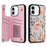 For iPhone 16 Plus Card Slots Case Flower Leather+TPU Phone Cover RFID Blocking - Rose - 1