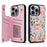 For iPhone 16 Pro Max Case Flower Leather+TPU RFID Blocking Phone Cover Card Slots - Rose - 1