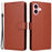 For iPhone 16 Wallet Case 3 Card Slots Slim-Fit PU Leather Stand Phone Cover - Brown - 1