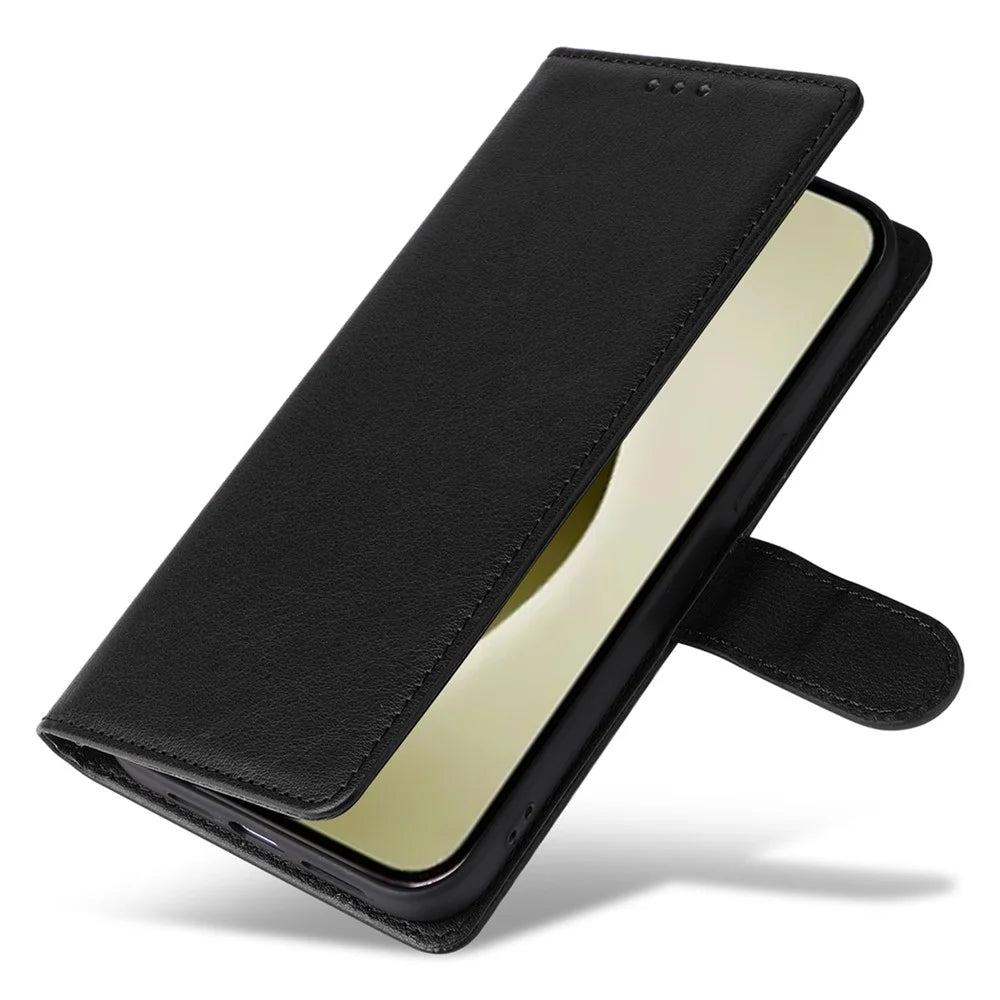 For iPhone 16 Pro Wallet Case 3 Card Slots Slim-Fit PU Leather Stand Phone Cover - Black - 5