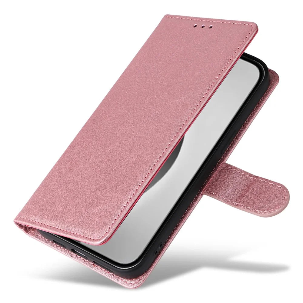 For iPhone 16 Pro Max Wallet Case 3 Card Slots Slim-Fit PU Leather Stand Phone Cover - Rose Gold - 5