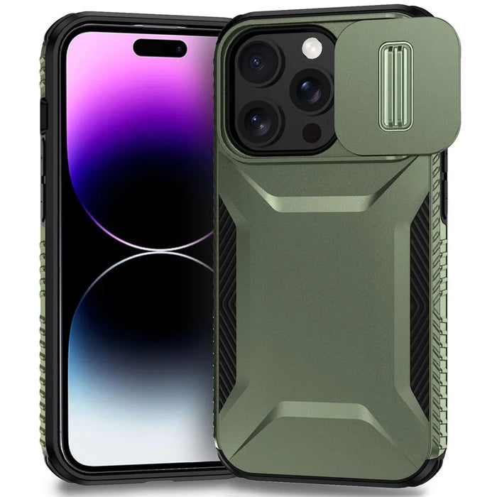 For iPhone 14 Pro Max Case Shockproof TPU+PC Camera Protection Phone Cover - Green - 1