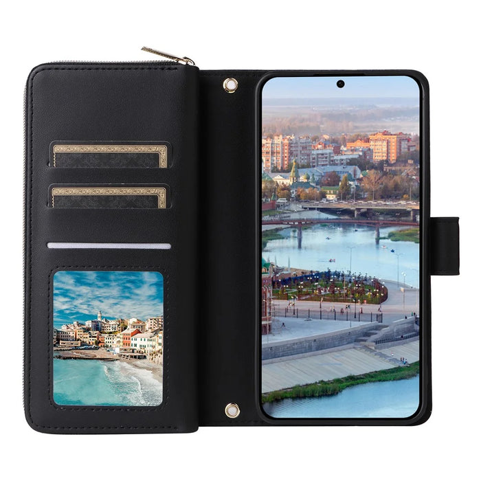 R20 For Samsung Galaxy A34 5G Case Zipper Wallet PU Leather Phone Cover - Black - 2