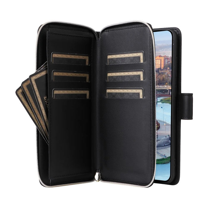 R20 For Samsung Galaxy A34 5G Case Zipper Wallet PU Leather Phone Cover - Black - 3