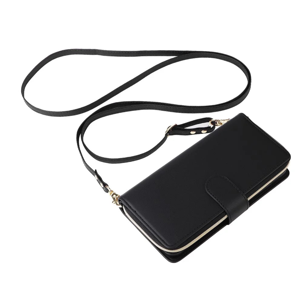 R20 For Samsung Galaxy A15 4G / 5G Case Zipper Phone Leather Cover Stand View - Black - 5