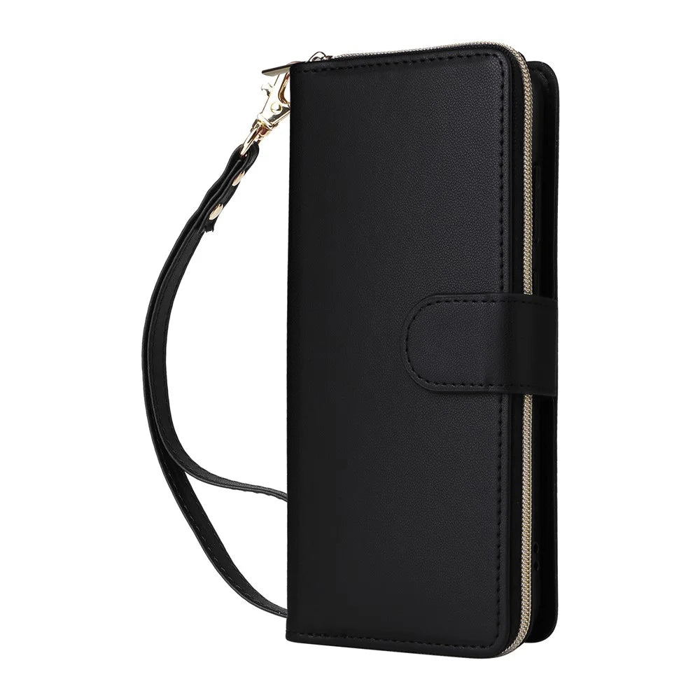 R20 For Samsung Galaxy A15 4G / 5G Case Zipper Phone Leather Cover Stand View - Black - 6