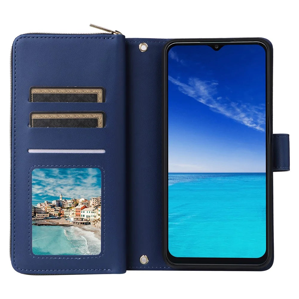 R20 For Samsung Galaxy A13 5G / 4G / A04 4G / A04s 4G / M13 5G Case Zipper Leather Phone Cover - Blue - 2