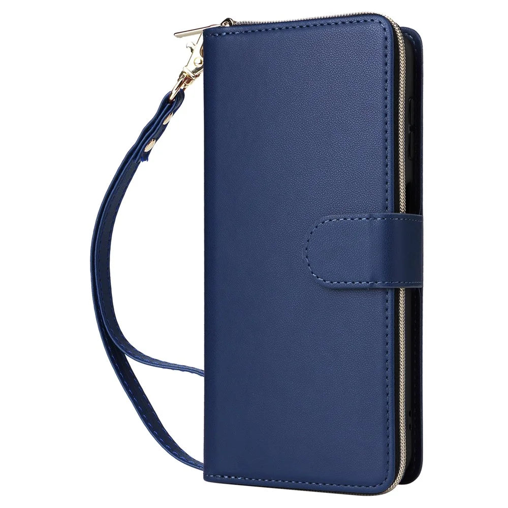 R20 For Samsung Galaxy A13 5G / 4G / A04 4G / A04s 4G / M13 5G Case Zipper Leather Phone Cover - Blue - 6