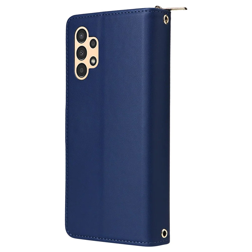 R20 For Samsung Galaxy A13 5G / 4G / A04 4G / A04s 4G / M13 5G Case Zipper Leather Phone Cover - Blue - 7