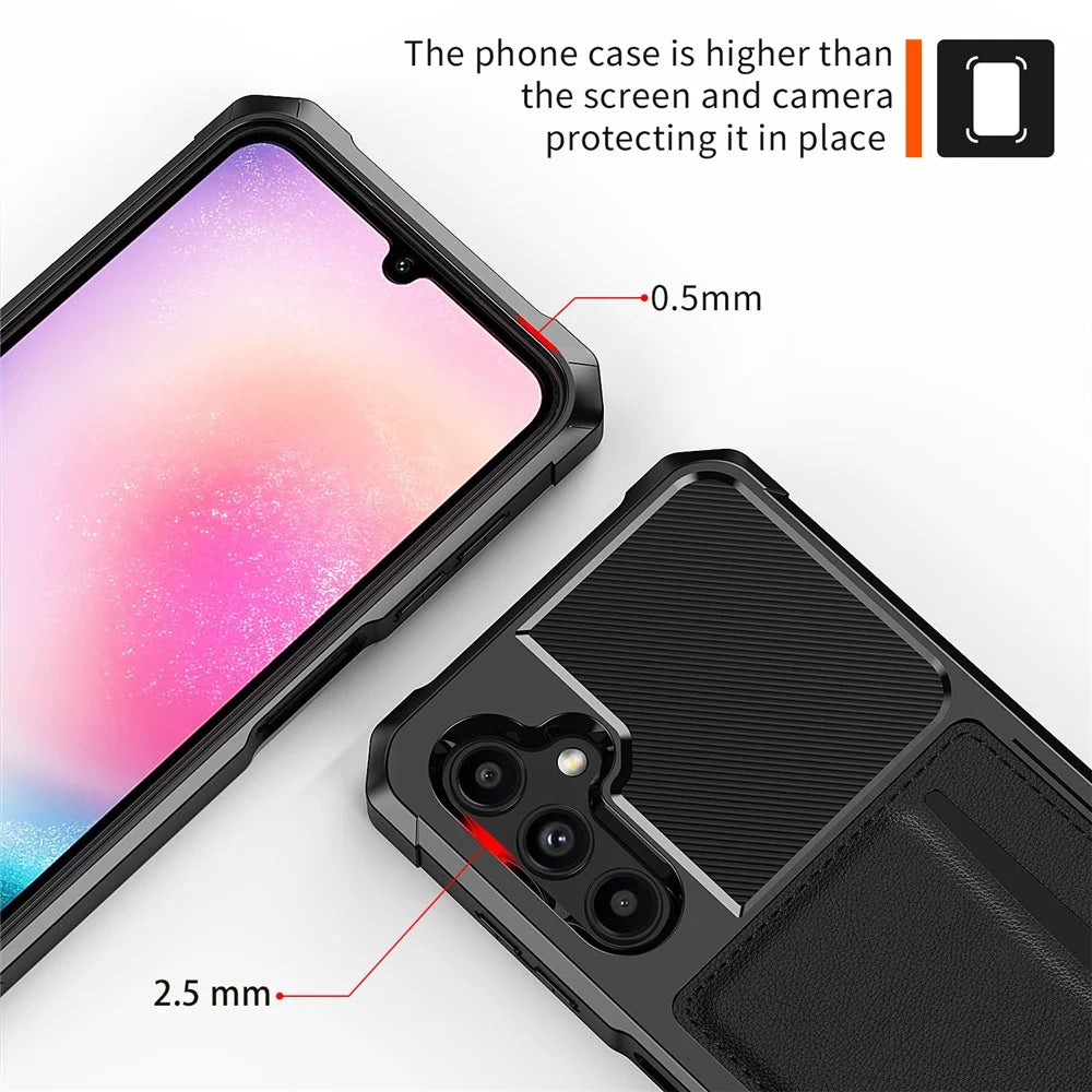 ZM02 For Samsung Galaxy A25 5G (Global) (161.0 X 76.5 X 8.3mm) Case Card Slot Leather+TPU Defender Phone Cover - 6