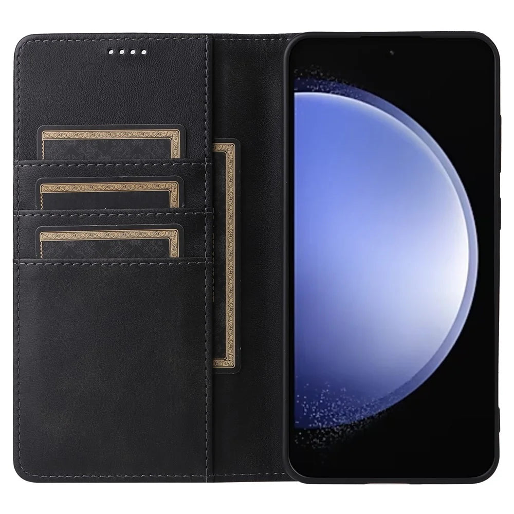 For Samsung Galaxy S23 FE Leather Phone Case with RFID Blocking Wallet - Black - 2