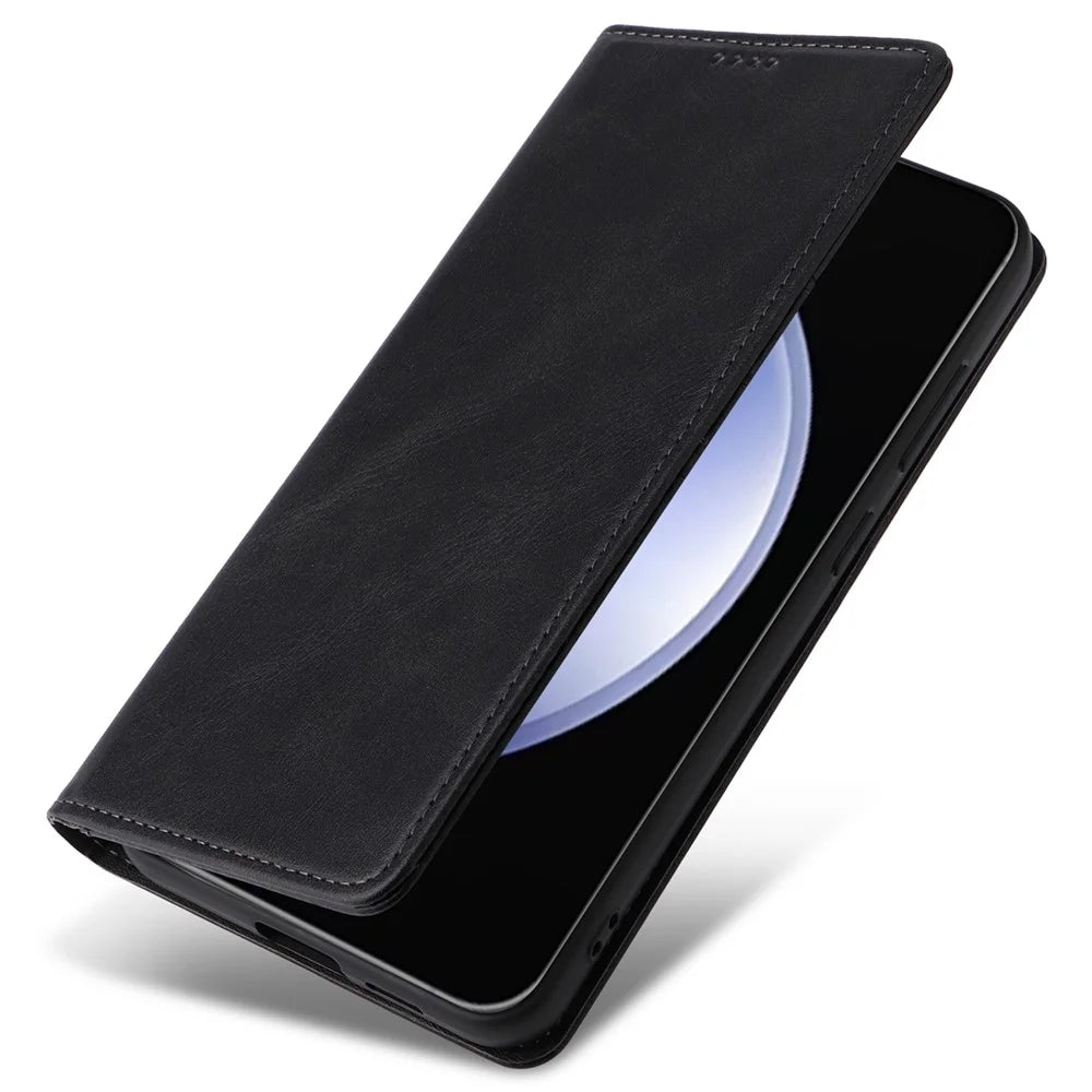 For Samsung Galaxy S23 FE Leather Phone Case with RFID Blocking Wallet - Black - 5