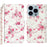 For iPhone 16 Pro Case Leather 3D Pattern Printed Phone Cover Stand Card Holder - Roses - 1
