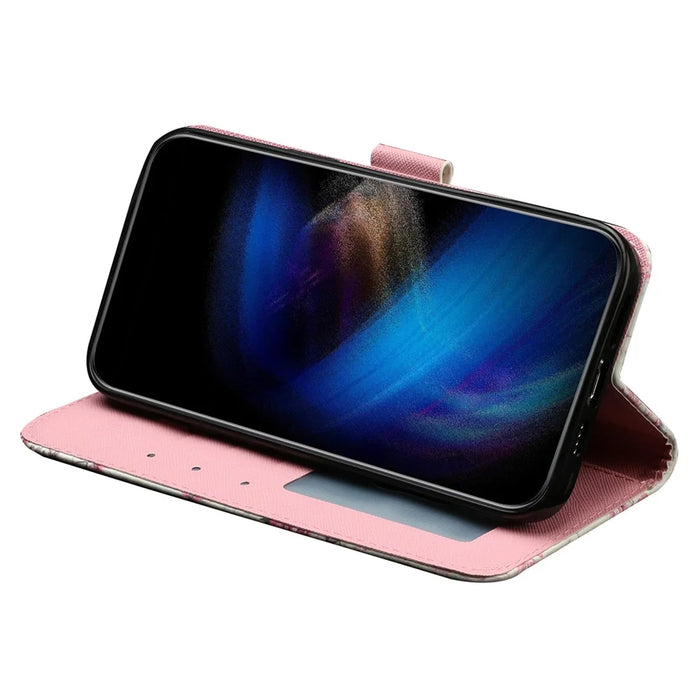 For iPhone 16 Pro Case Leather 3D Pattern Printed Phone Cover Stand Card Holder - Roses - 3