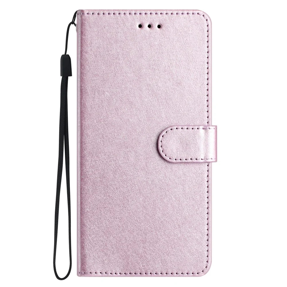For iPhone 16 Pro Max Wallet Case Silk Texture Leather Phone Cover - Light Purple - 6