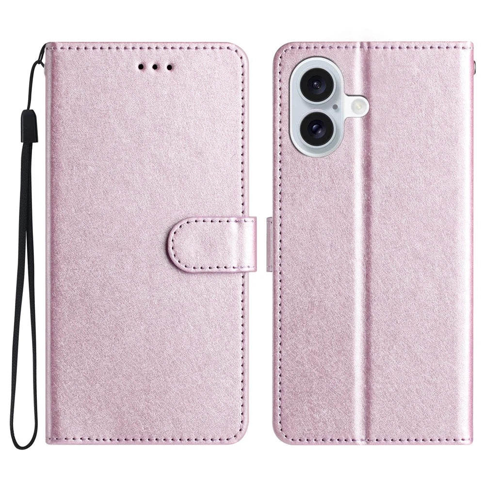 For iPhone 16 Plus Case Card Slot PU Leather Folio Phone Cover Silk Texture - Light Purple - 1