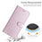 For iPhone 16 Plus Case Card Slot PU Leather Folio Phone Cover Silk Texture - Light Purple - 4
