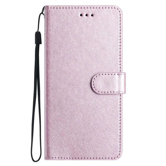For iPhone 16 Plus Case Card Slot PU Leather Folio Phone Cover Silk Texture - Light Purple - 6