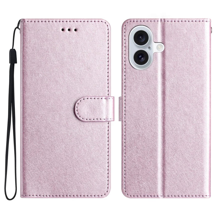 For iPhone 16 Case Silk Texture Leather Phone Cover Wallet with Credit Card Holder - Light Purple - 1