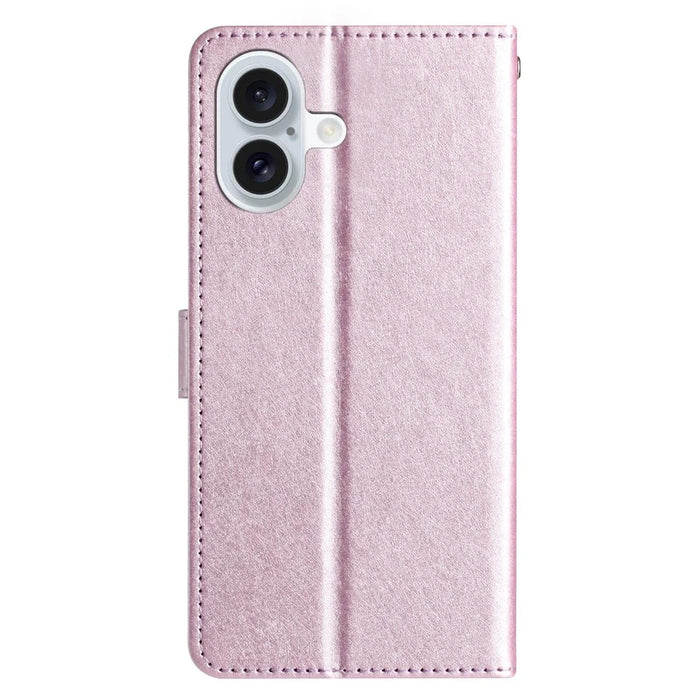 For iPhone 16 Case Silk Texture Leather Phone Cover Wallet with Credit Card Holder - Light Purple - 7