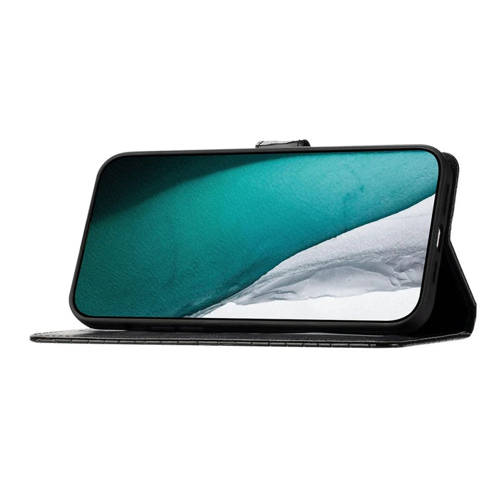 For iPhone 16 Plus Case Crocodile Texture Leather Phone Cover Card Slots Stand Function - Black - 2