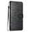 For iPhone 16 Plus Case Crocodile Texture Leather Phone Cover Card Slots Stand Function - Black - 6
