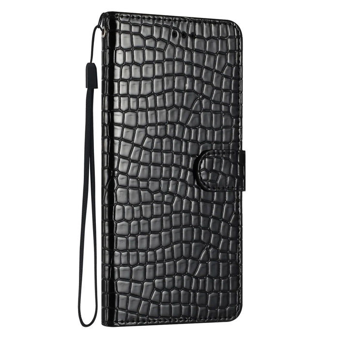 For iPhone 16 Plus Case Crocodile Texture Leather Phone Cover Card Slots Stand Function - Black - 6