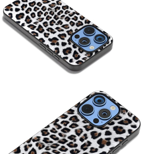 ABEEL For iPhone 16 Pro Case PU+TPU Back Phone Cover with Leopard Pattern - Silver - 2